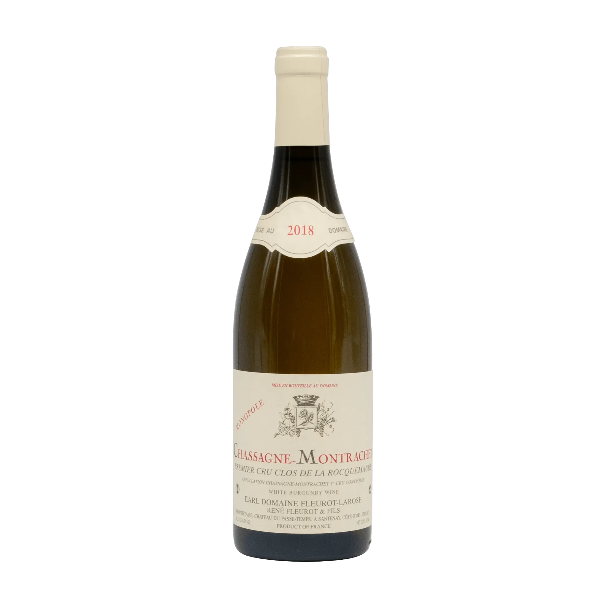 [FLEUL07_18_0750] Fleurot Larose Chassagne Montrachet 1er Cru Clos de La Rocquemaure Blanc 2018