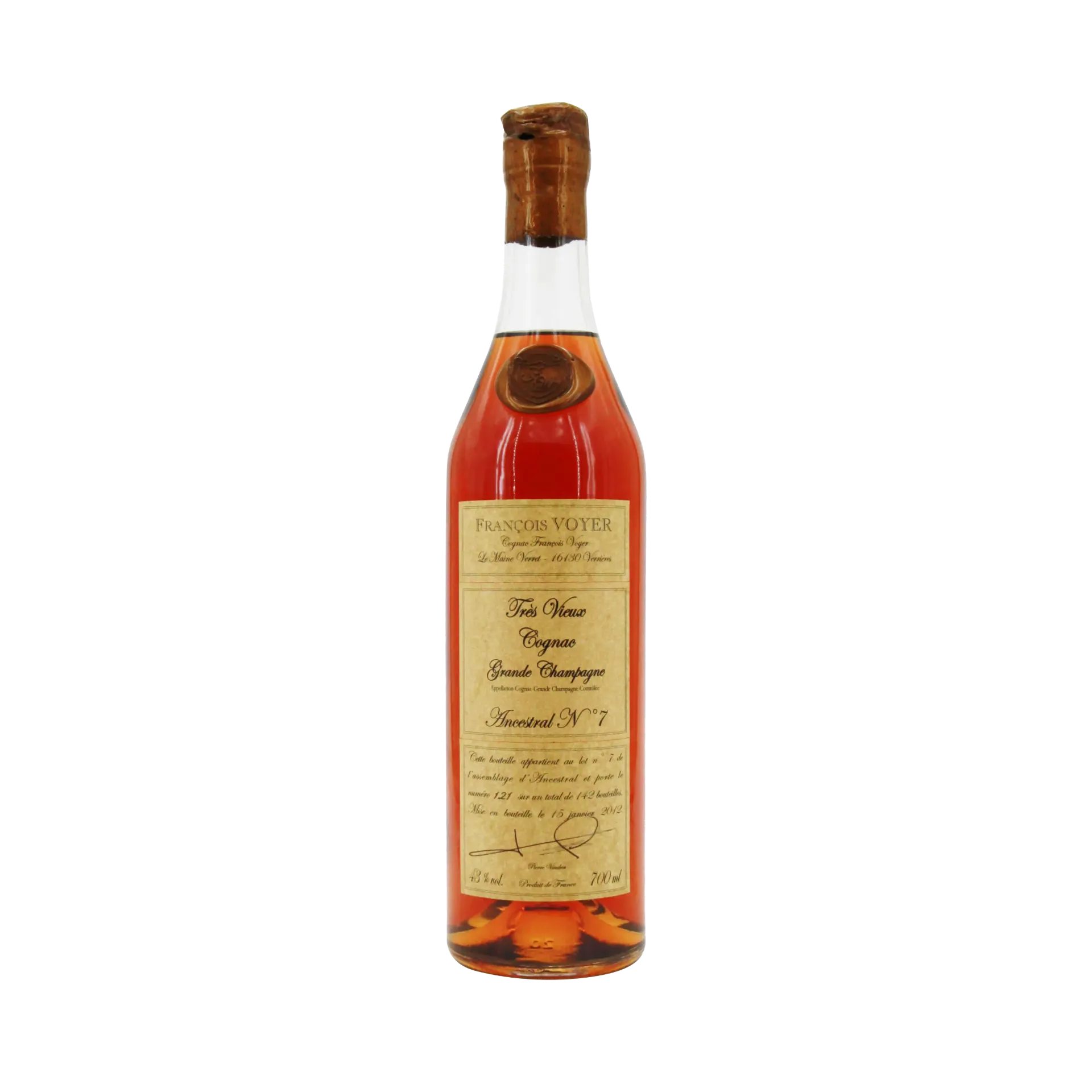 Francois Voyer Cognac Ancestral No. 7 Grande Champagne - 43% ABV (w/ Wooden Box)